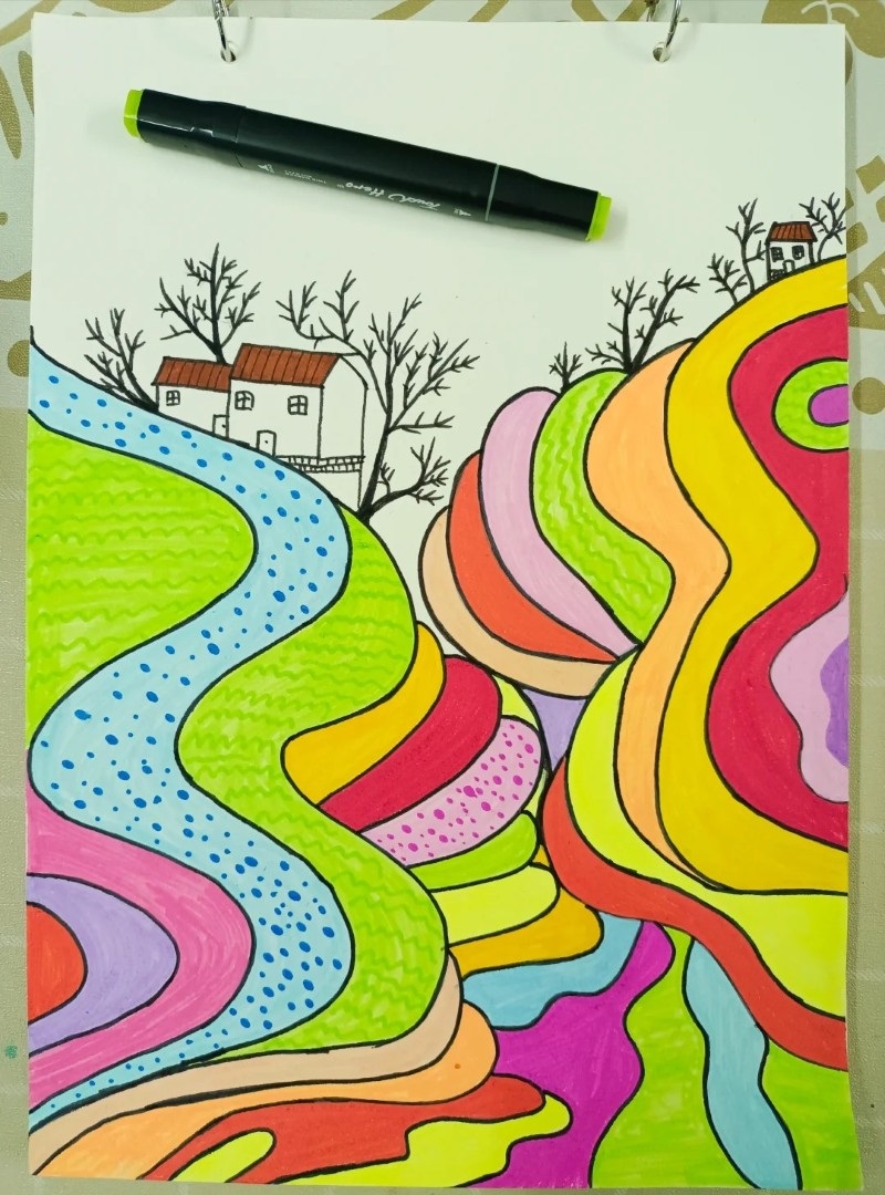 tranh vẽ ruộng bậc thang 34