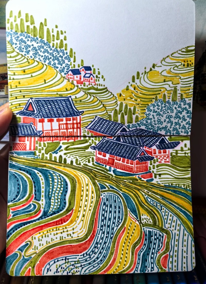 tranh vẽ ruộng bậc thang 4