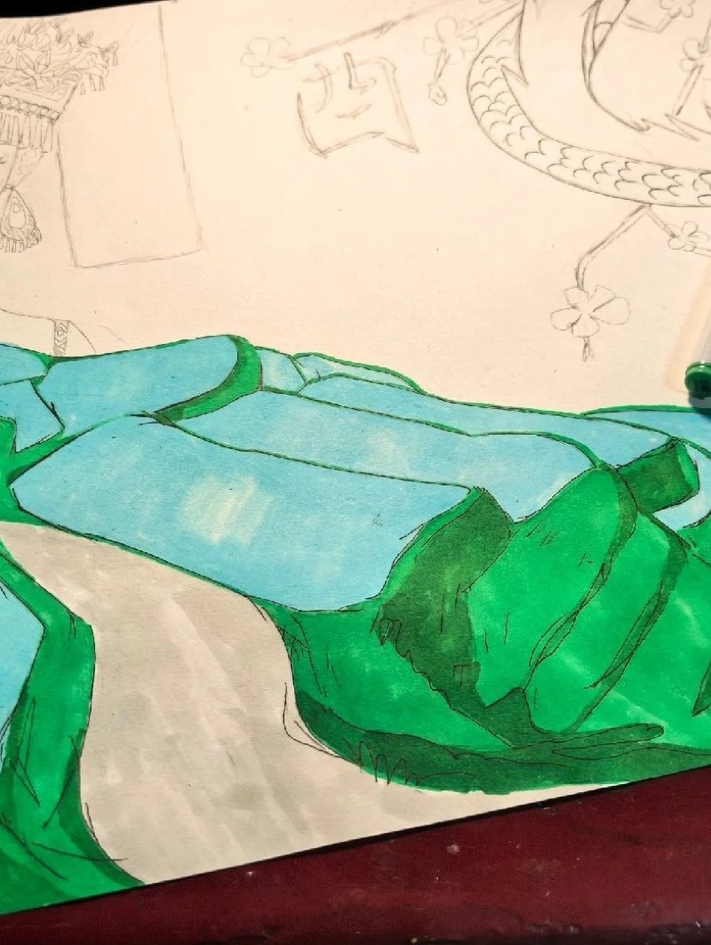 tranh vẽ ruộng bậc thang 5