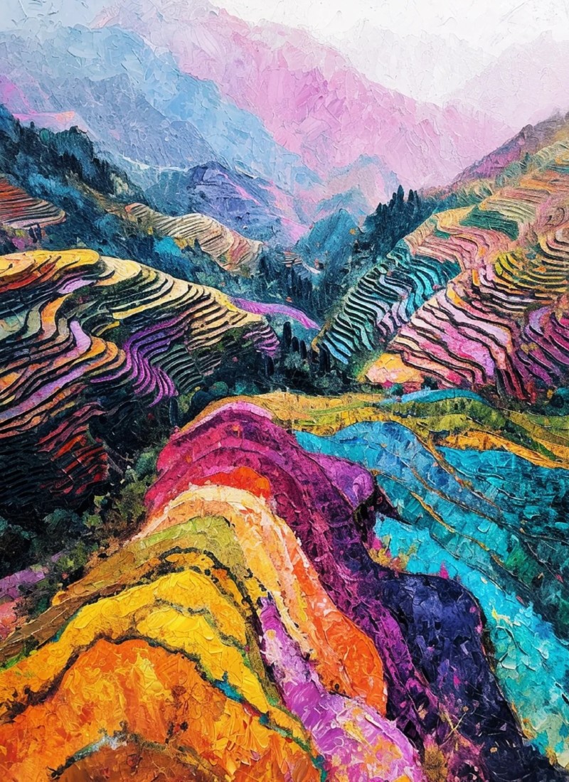 tranh vẽ ruộng bậc thang 6