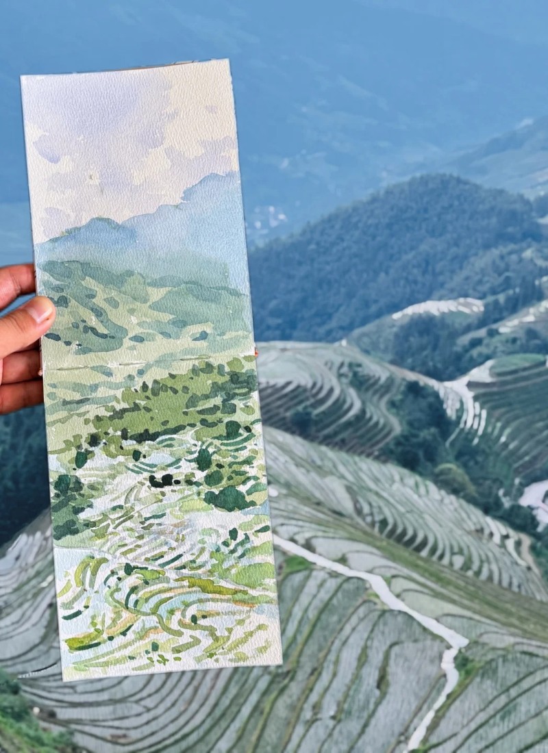 tranh vẽ ruộng bậc thang 7