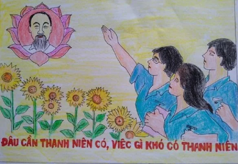 tranh vẽ thanh niên tình nguyện 15