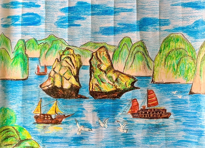 tranh vẽ vịnh hạ long 15