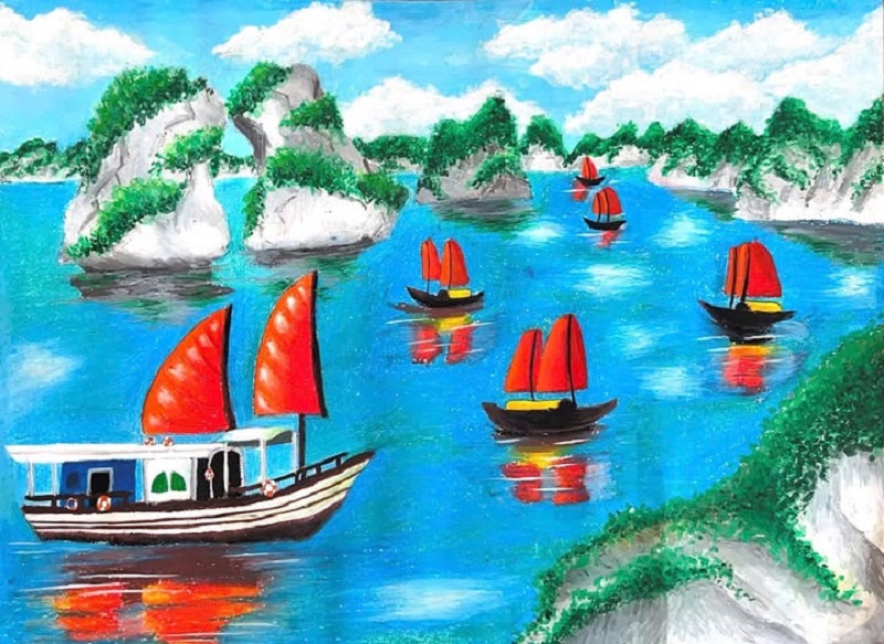 tranh vẽ vịnh hạ long 19