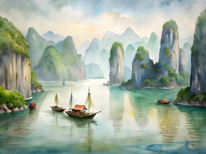 tranh vẽ vịnh hạ long 32
