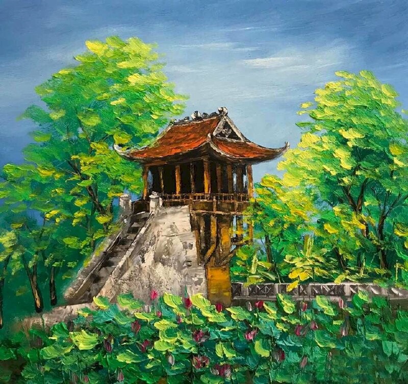 vẽ tranh chùa một cột