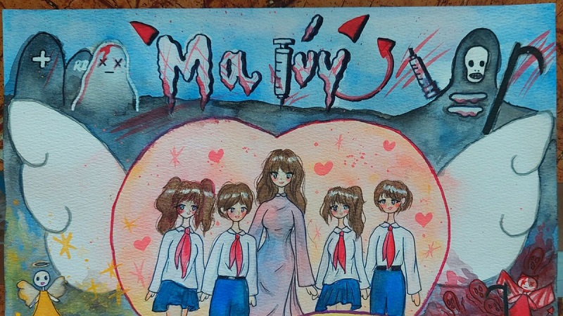 a painting of a group of girls