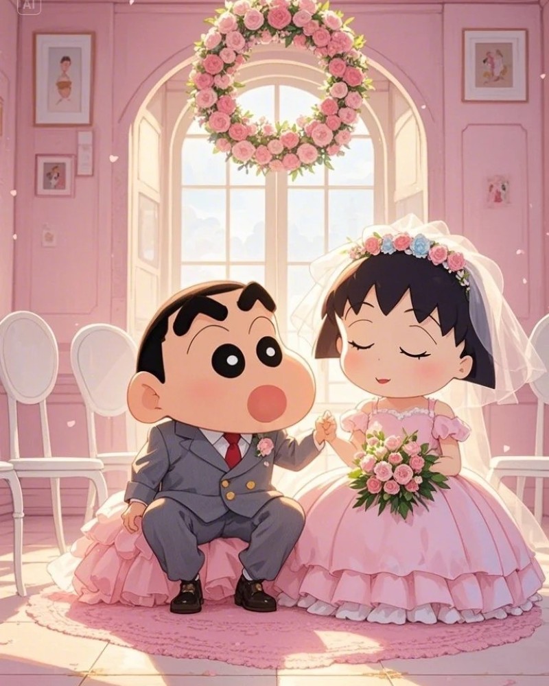 ảnh cô dâu chú rể chibi