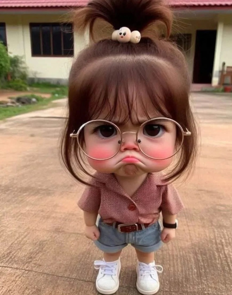 chibi cô gái đeo kính