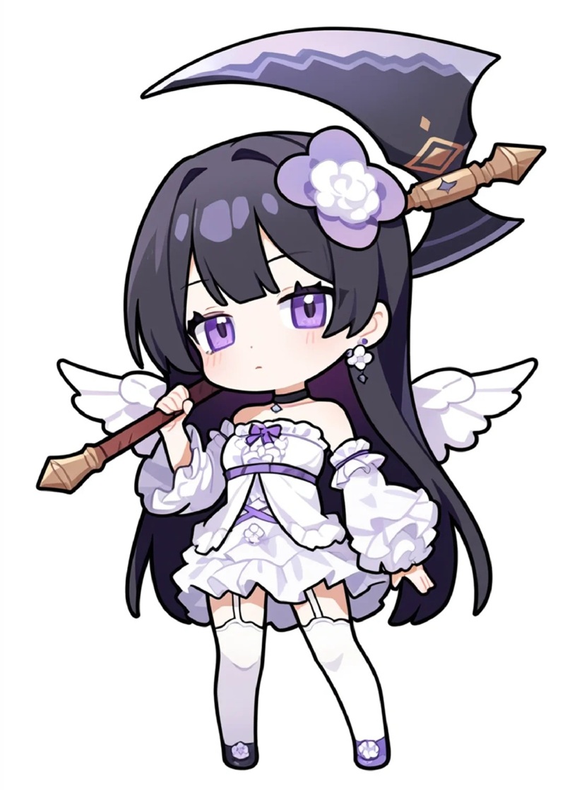 Chibi girl with wings and axe