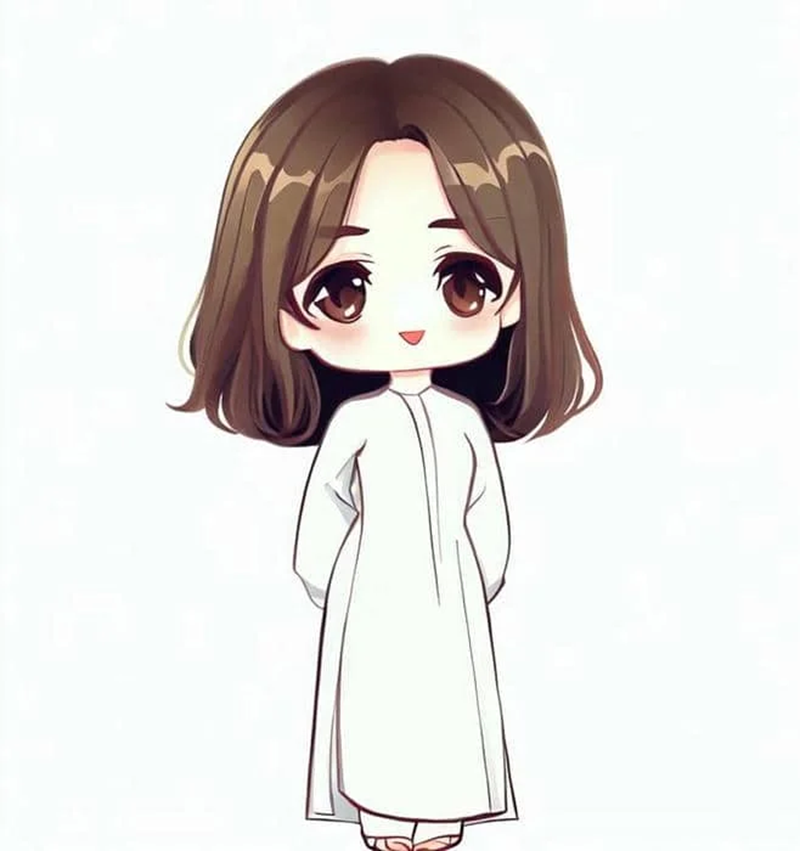 cô giáo mặc áo dài chibi