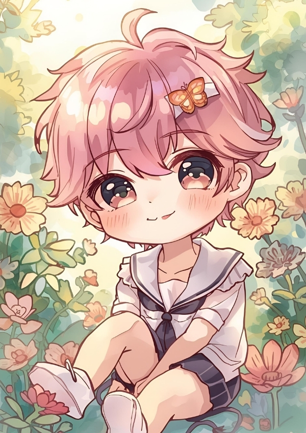 Chibi character with pink hair.14