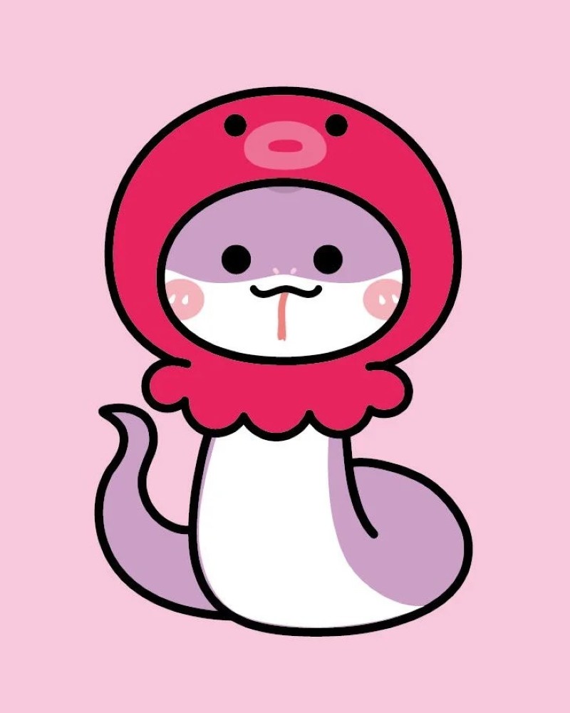Cute creature in pink hood