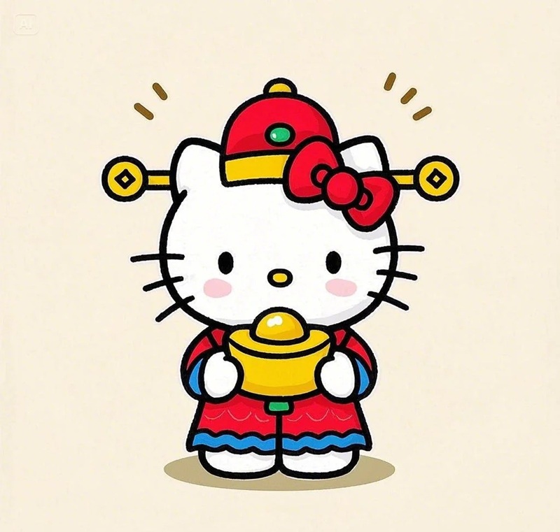 mèo thần tài chibi 3