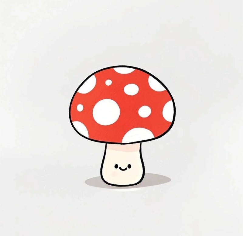 Cute red mushroom with smiley face