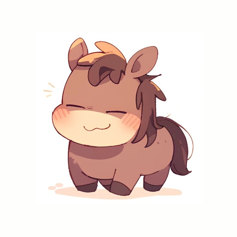 Cute chibi horse with a smile.