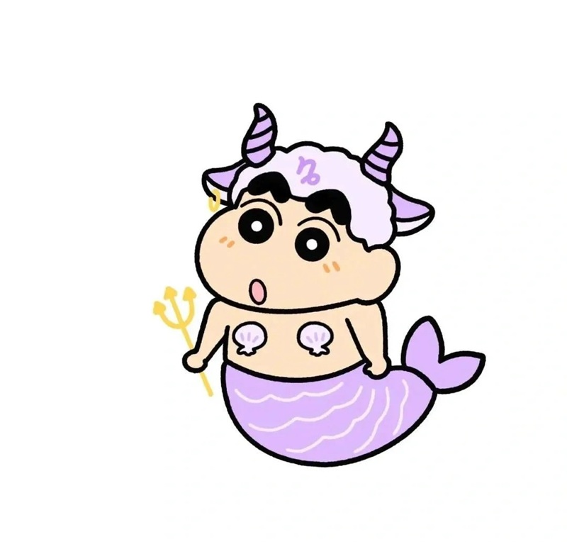 Cute mermaid with horns and trident35