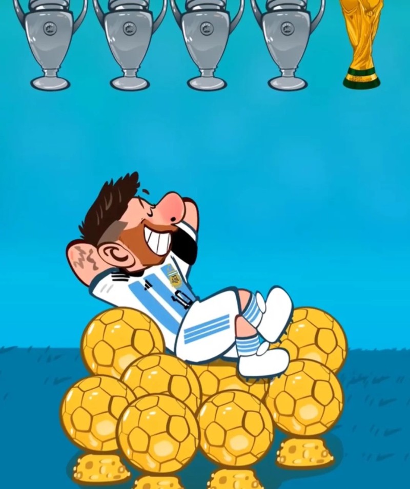 Cartoon Messi celebrating in Argentina jersey8