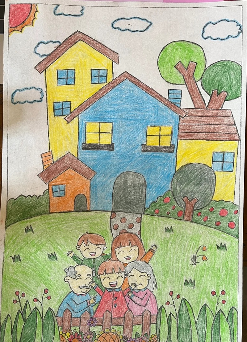 vẽ tranh đề tài gia đình 14