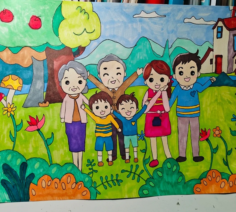 vẽ tranh đề tài gia đình 23