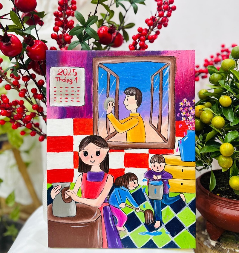 vẽ tranh đề tài gia đình 6