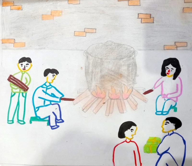 vẽ tranh đề tài gia đình 8